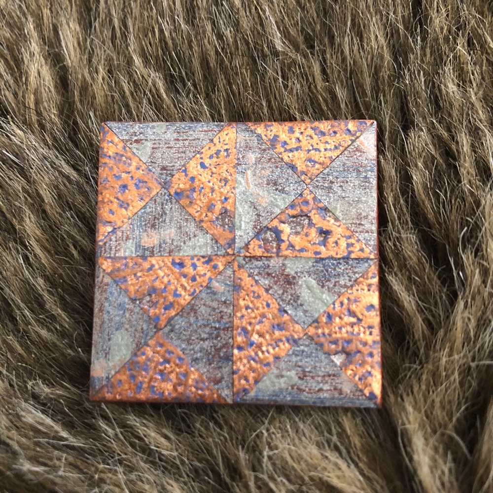 Vintage copper/gray tone handmade brooch pin